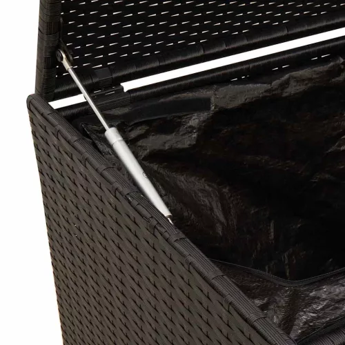  fekete polyrattan kerti tárolóláda kerekekkel 190 L
