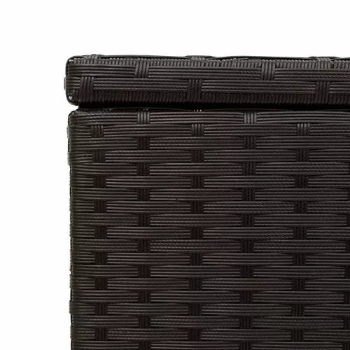  fekete polyrattan kerti tárolóláda kerekekkel 190 L