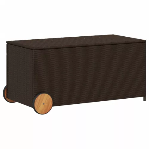  barna polyrattan kerti tárolóláda kerekekkel 190 L