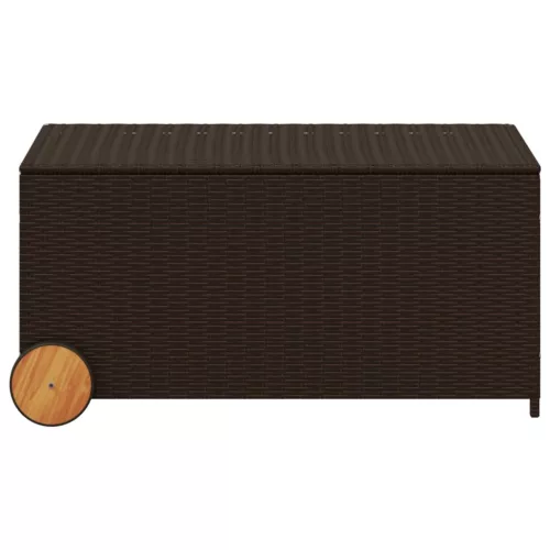  barna polyrattan kerti tárolóláda kerekekkel 190 L
