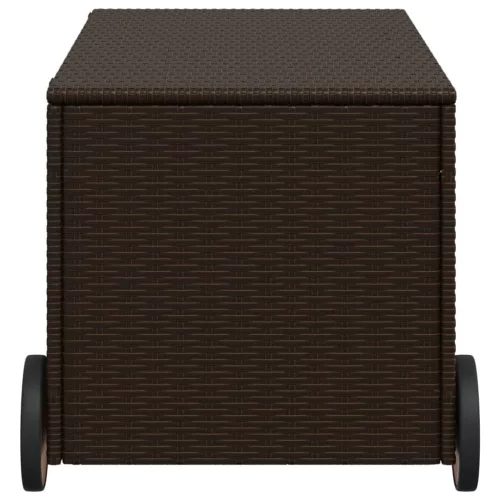  barna polyrattan kerti tárolóláda kerekekkel 190 L