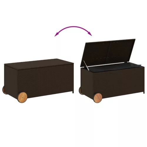  barna polyrattan kerti tárolóláda kerekekkel 190 L