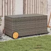  szürke polyrattan kerti tárolóláda kerekekkel 190 L