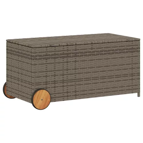  szürke polyrattan kerti tárolóláda kerekekkel 190 L