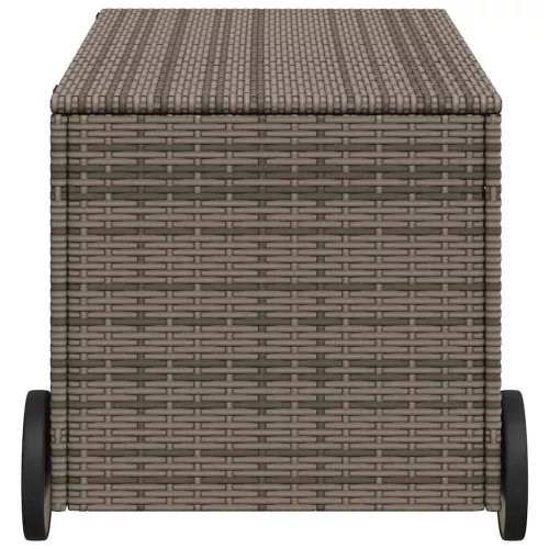  szürke polyrattan kerti tárolóláda kerekekkel 190 L