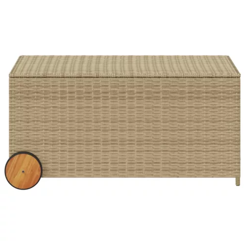  vegyes bézs polyrattan kerti tárolóláda kerekekkel 190 L