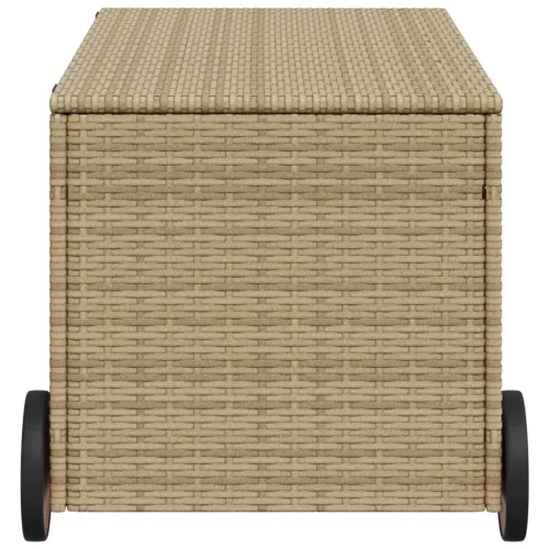  vegyes bézs polyrattan kerti tárolóláda kerekekkel 190 L