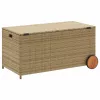  vegyes bézs polyrattan kerti tárolóláda kerekekkel 190 L