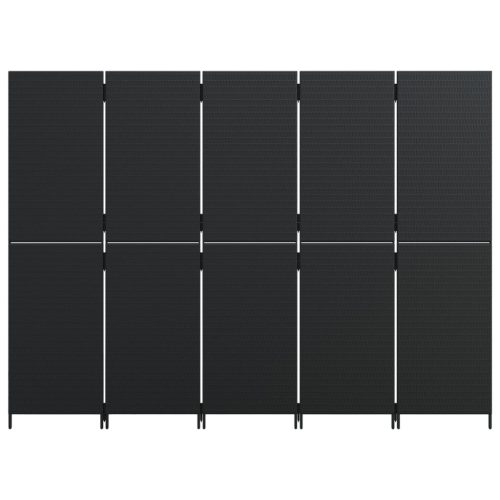  fekete 5-paneles polyrattan térelválasztó