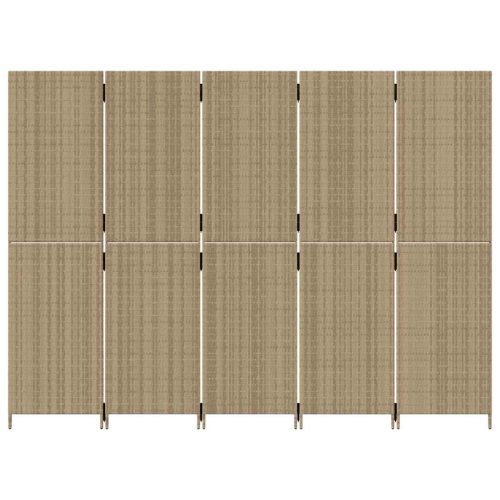  bézs 5-paneles polyrattan térelválasztó