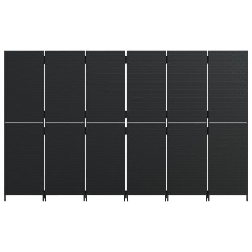  fekete 6-paneles polyrattan térelválasztó