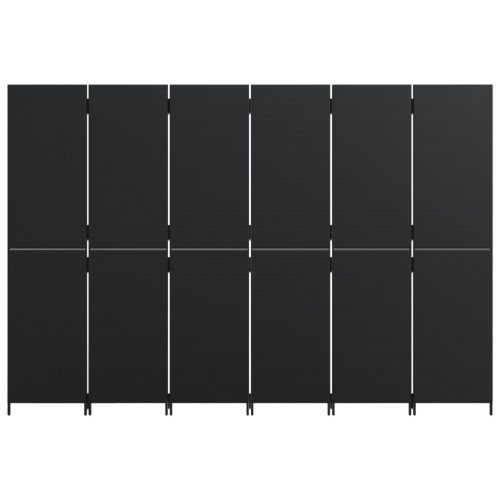  fekete 6-paneles polyrattan térelválasztó