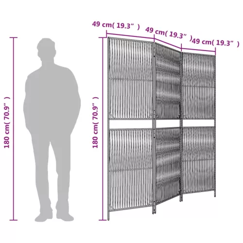  barna 3-paneles polyrattan térelválasztó
