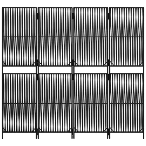  fekete 4 paneles polyrattan térelválasztó