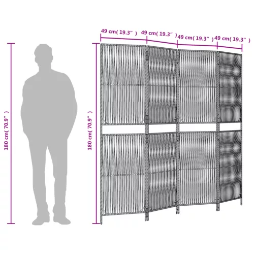  fekete 4 paneles polyrattan térelválasztó