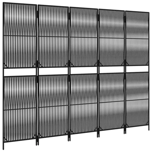  fekete 5-paneles polyrattan térelválasztó