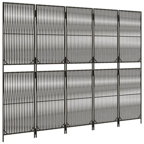  szürke 5-paneles polyrattan térelválasztó