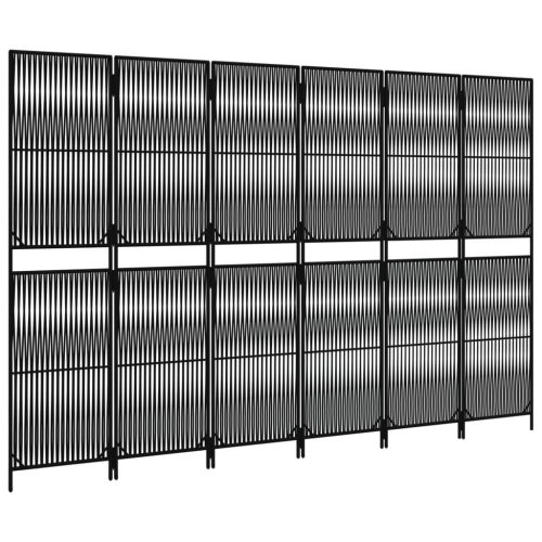  fekete 6-paneles polyrattan térelválasztó