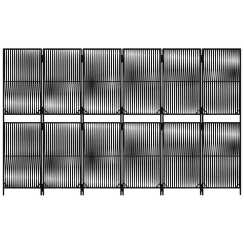  fekete 6-paneles polyrattan térelválasztó