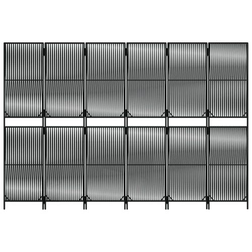  fekete 6-paneles polyrattan térelválasztó