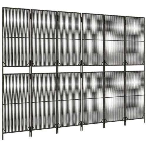  szürke 6-paneles polyrattan térelválasztó