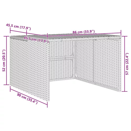  bézs polyrattan robotfűnyíró garázs 86 x 90 x 52/57 cm