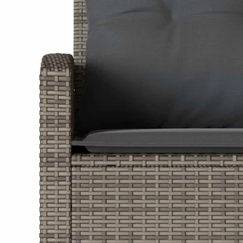  szürke polyrattan L-alakú kanapé párnákkal