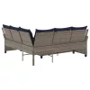  szürke polyrattan L-alakú kanapé párnákkal