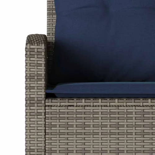  szürke polyrattan L-alakú kanapé párnákkal