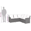  szürke polyrattan L-alakú kanapé párnákkal