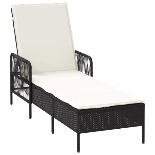  napozóágy Fekete és krém szín PE Rattan 157 x 55 x 92 cm
