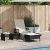  napozóágy Fekete és krém szín PE Rattan 157 x 55 x 92 cm