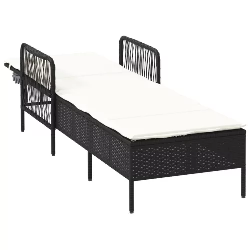  napozóágy Fekete és krém szín PE Rattan 157 x 55 x 92 cm