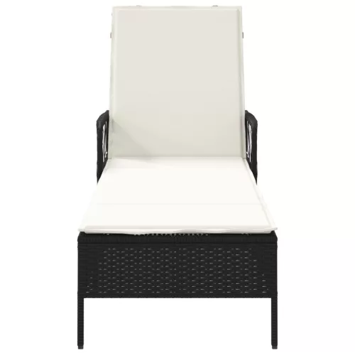  napozóágy Fekete és krém szín PE Rattan 157 x 55 x 92 cm