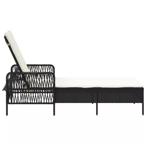  napozóágy Fekete és krém szín PE Rattan 157 x 55 x 92 cm
