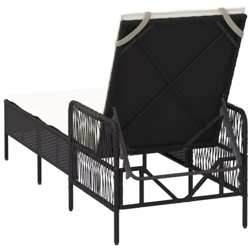  napozóágy Fekete és krém szín PE Rattan 157 x 55 x 92 cm