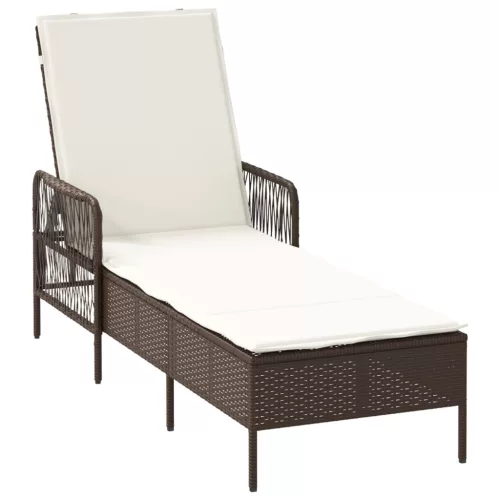  Napágy Barna és krémfehér PE Rattan 157 x 55 x 92 cm