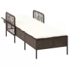  Napágy Barna és krémfehér PE Rattan 157 x 55 x 92 cm