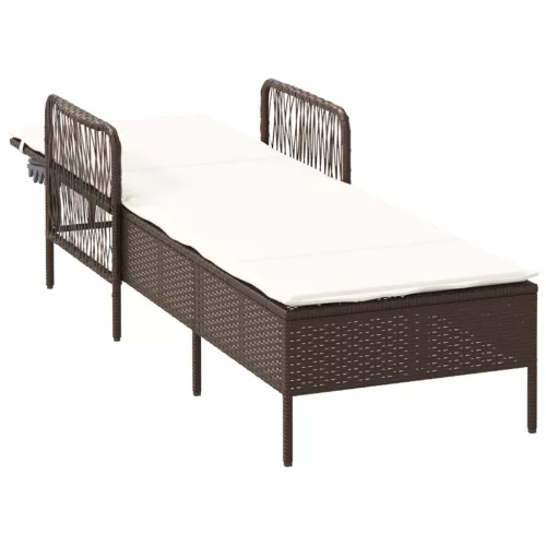  Napágy Barna és krémfehér PE Rattan 157 x 55 x 92 cm