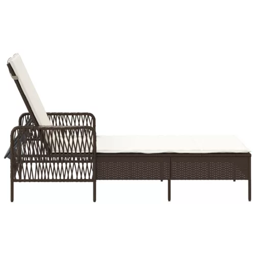  Napágy Barna és krémfehér PE Rattan 157 x 55 x 92 cm