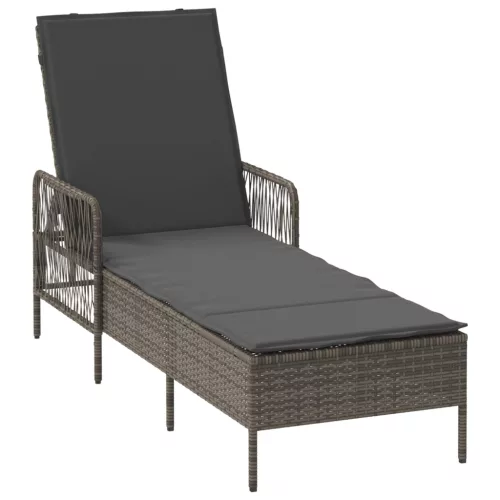  Napozóágy Szürke és sötét szürke PE Rattan 157 x 55 x 92 cm