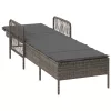  Napozóágy Szürke és sötét szürke PE Rattan 157 x 55 x 92 cm
