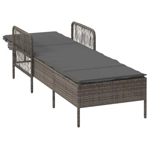  Napozóágy Szürke és sötét szürke PE Rattan 157 x 55 x 92 cm