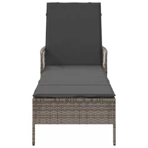  Napozóágy Szürke és sötét szürke PE Rattan 157 x 55 x 92 cm