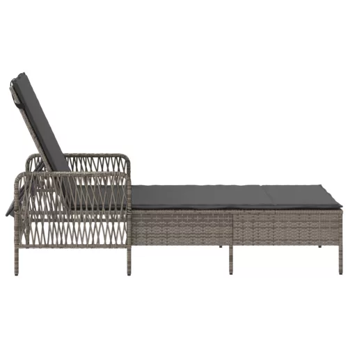  Napozóágy Szürke és sötét szürke PE Rattan 157 x 55 x 92 cm