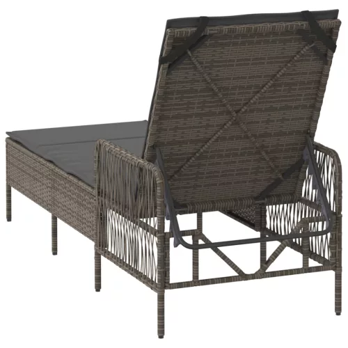  Napozóágy Szürke és sötét szürke PE Rattan 157 x 55 x 92 cm