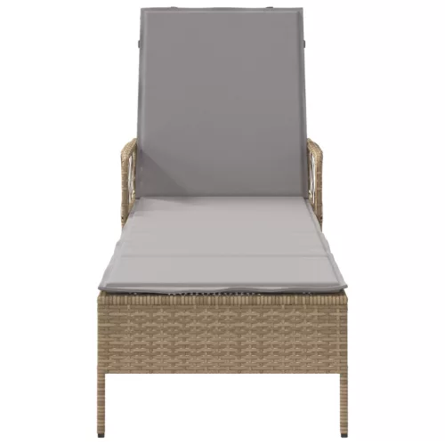  Napozóágy Bézs és világosszürke PE rattan 157 x 55 x 92 cm