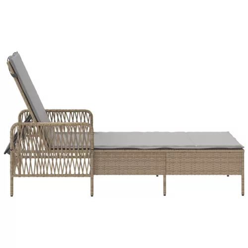  Napozóágy Bézs és világosszürke PE rattan 157 x 55 x 92 cm