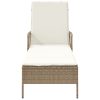  Napozóágy Bézs és krém színű PE Rattan 157 x 55 x 92 cm
