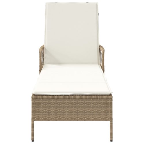  Napozóágy Bézs és krém színű PE Rattan 157 x 55 x 92 cm